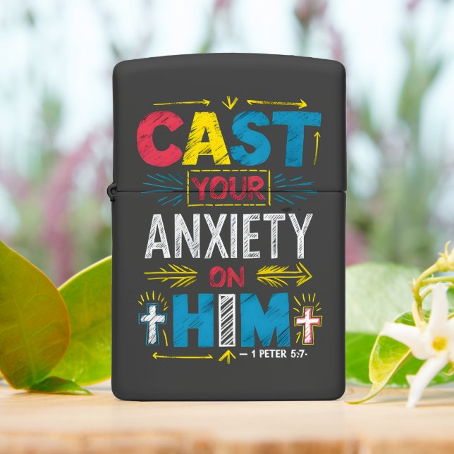 Surrender Your Worries Zippo Lighter (On Table)