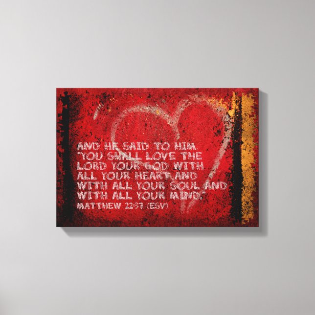 Surrendering All Matthew 22:37 Scripture Photo Art Canvas Print (Front)