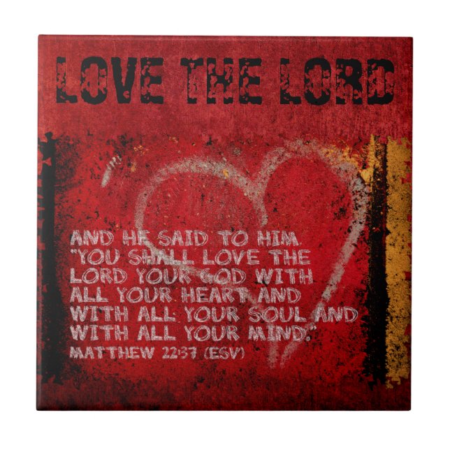 Surrendering All Matthew 22:37 Scripture Photo Art Ceramic Tile (Front)