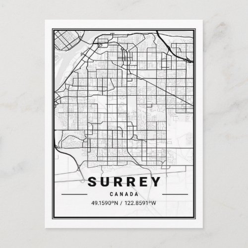 Surrey British Columbia Canada Travel City Map Postcard