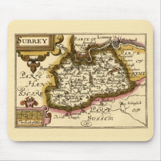Surrey County England Old Antiquarian Atlas Map Mouse Pad