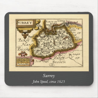 Surrey County England Old Antiquarian Atlas Map Mouse Pad