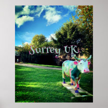 Surrey UK Cow Art Poster