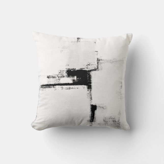 'Surround' Black and White Abstract Art Pillow (Front)