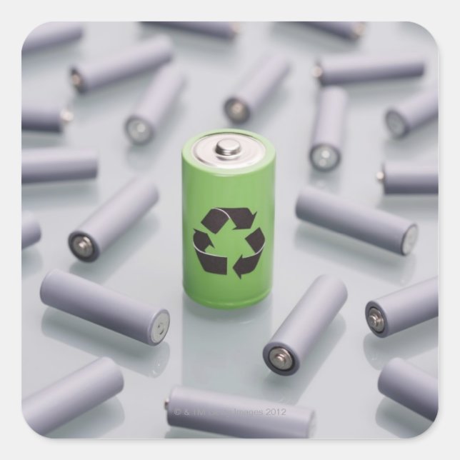 Surrounded by smaller grey batteries. square sticker (Front)