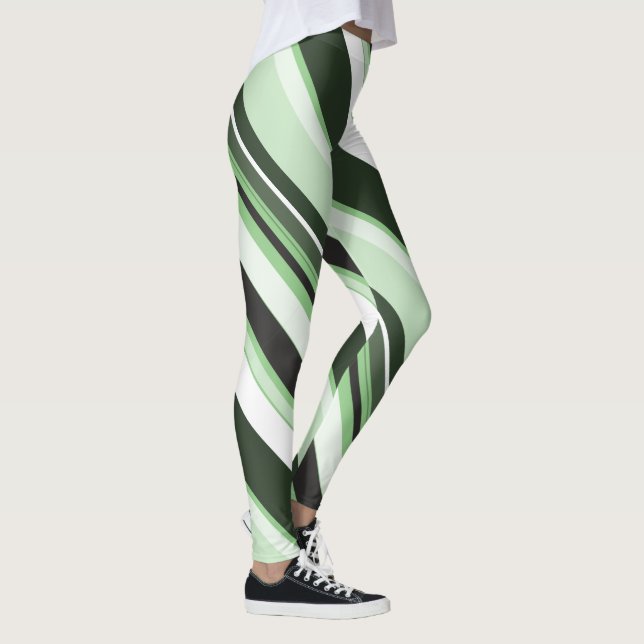 Surrounding Monotone Contemporary Diagonal Stripes Leggings (Right)