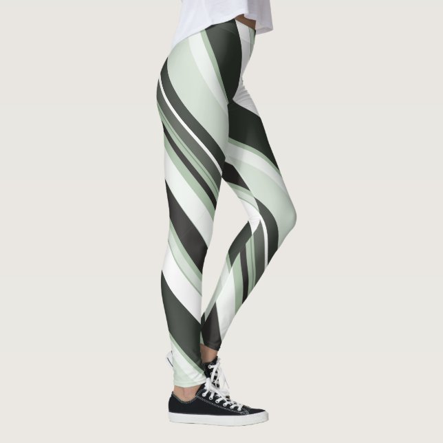 Surrounding Monotone Contemporary Diagonal Stripes Leggings (Right)
