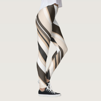 Surrounding Monotone Contemporary Diagonal Stripes Leggings