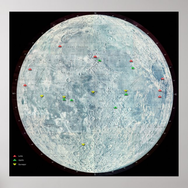  Surveyor Apollo and Luna Moon Missions  Poster (Front)