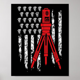 Surveyor Engineer Flag USA Poster