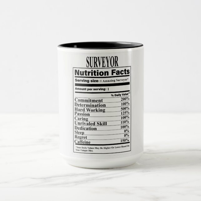 Surveyor Nutrition Facts Mug (Center)