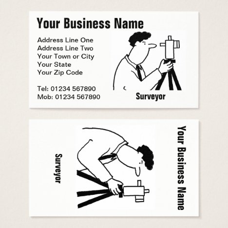 Surveyor Services Cartoon Business Card