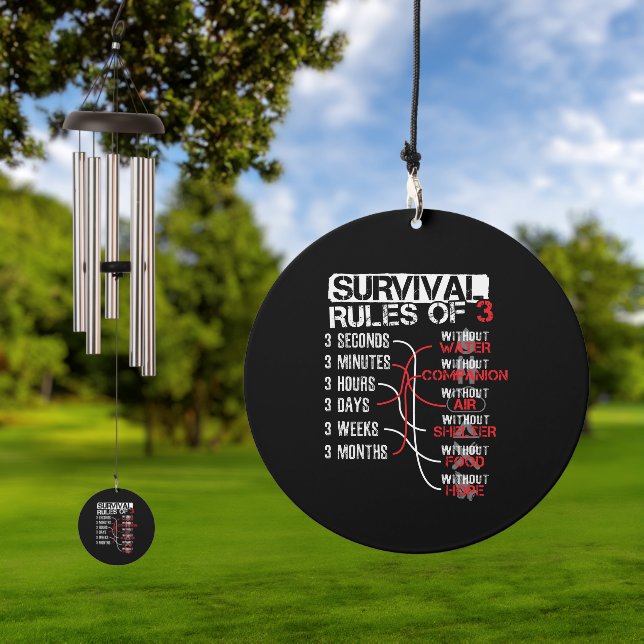 Survival Rules of Three - Wilderness Quiz Wind Chime (Outdoor)