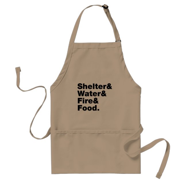 Survival (Shelter & Water & Fire & Food.) Adult Apron (Front)