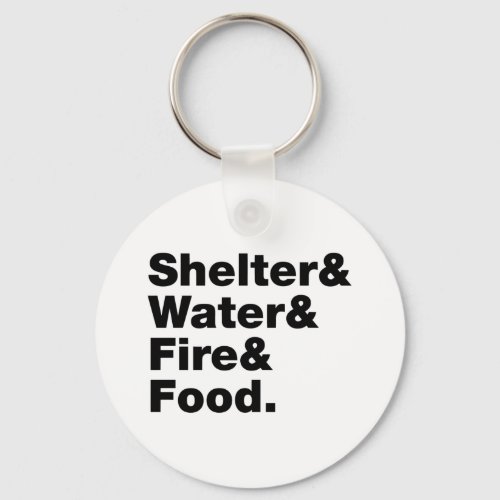 Survival Shelter  Water  Fire  Food Keychain