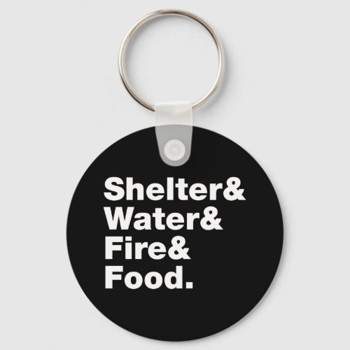 Survival Shelter  Water  Fire  Food Keychain