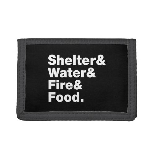 Survival Shelter  Water  Fire  Food Trifold  Trifold Wallet
