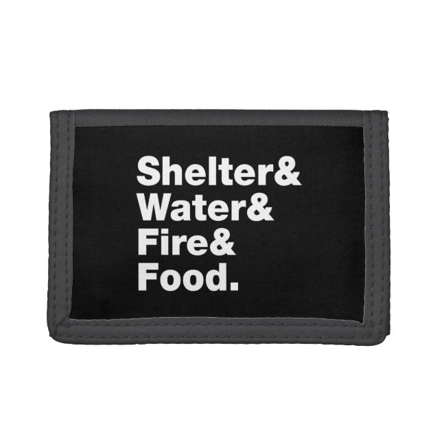 Survival (Shelter & Water & Fire & Food.) Trifold  Wallet (Front)