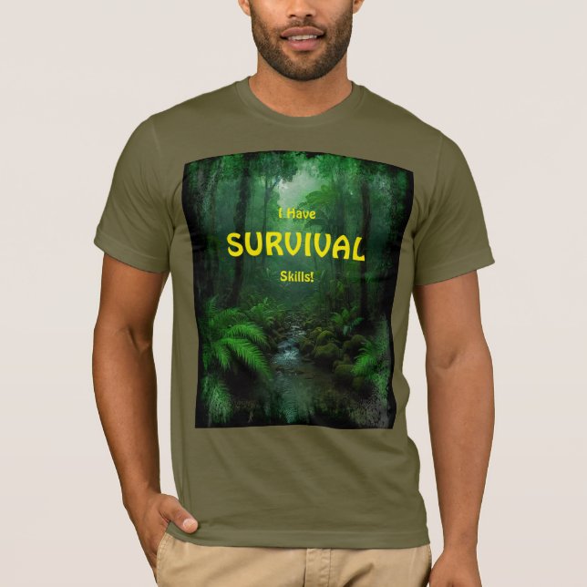 Survival Skills Prepper Survivalist SHTF Design T-Shirt (Front)