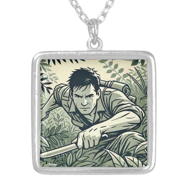 Survivalist Spirit Silver Plated Necklace (Front)