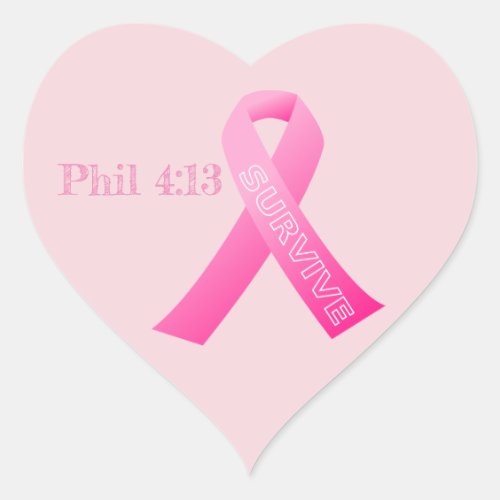 Survive Phil 413 Pink Ribbon Heart Sticker