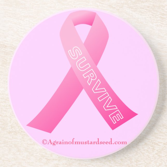 SURVIVE Pink Ribbon Coaster (Front)