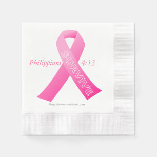 SURVIVE Pink Ribbon Napkins