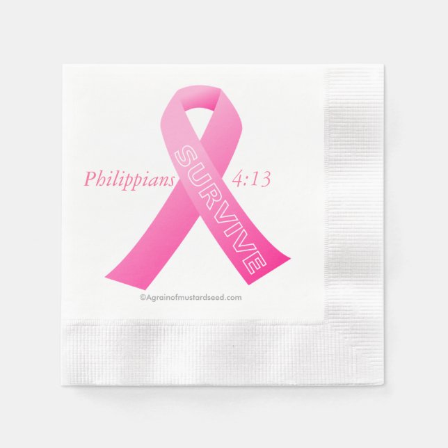SURVIVE Pink Ribbon Napkins (Front)