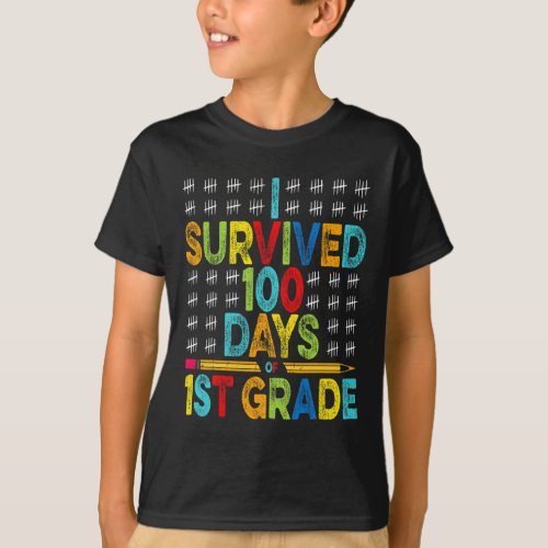 Survived 100 Days Of 1st Grade 100th Day Of School T_Shirt