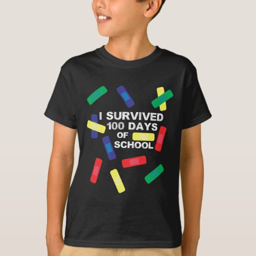 Survived 100 Days Of School Bandage  T_Shirt