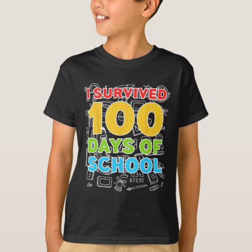 Survived 100 Days Of School Happy 100th Day  T_Shirt