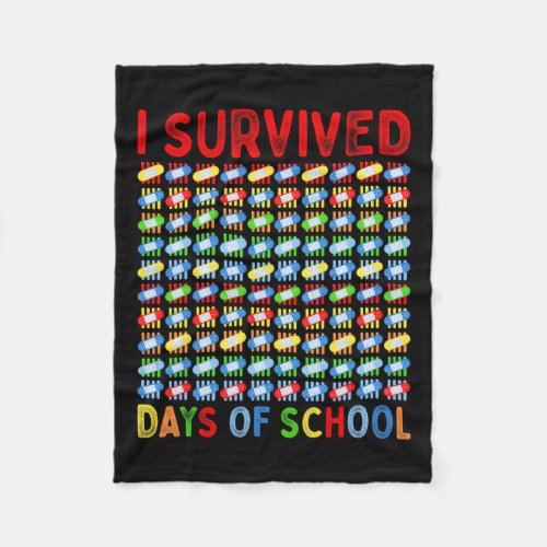 Survived 100 Days Of School Teacher Kids Band Aid  Fleece Blanket