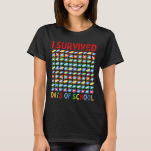 Survived 100 Days Of School Teacher Kids Band Aid T-Shirt