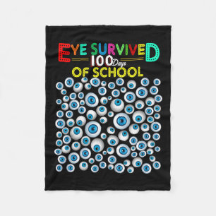 Survived 100 Days Of School Teacher Kids Students Fleece Blanket