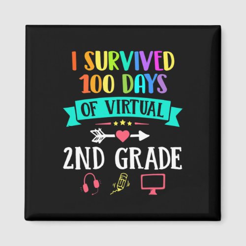 Survived 100 Days Of Virtual 2nd Grade Teacher Kid Magnet