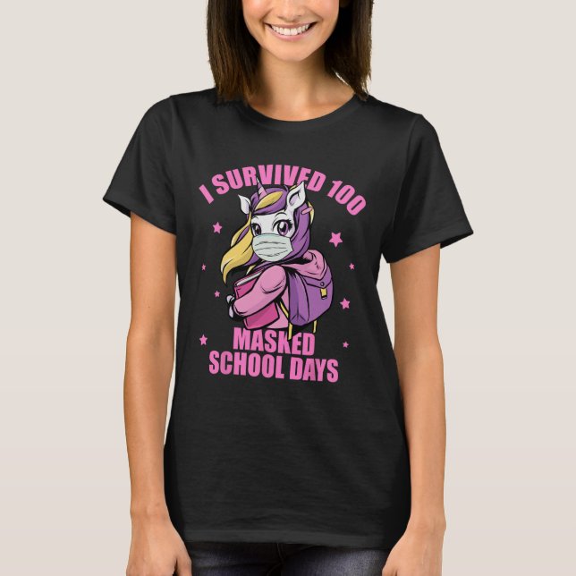Survived 100 Masked School Days  T-Shirt (Front)