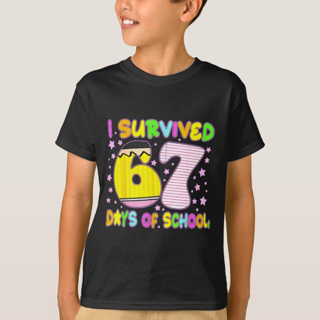 Survived 67 Days Of School Nk Star Six Seven Meme  T-Shirt (Front)