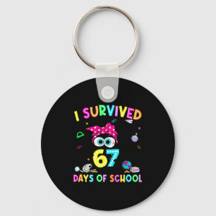 Survived 67 Days Of School Six Seven Meme Teachers Keychain