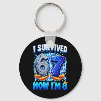 Survived 6 7 8 Funny 8th Birthday Boys Party Kids Keychain