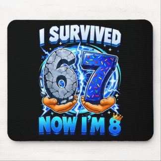 Survived 6 7 8 Funny 8th Birthday Boys Party Kids Mouse Pad