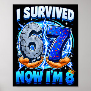 Survived 6 7 8 Funny 8th Birthday Boys Party Kids Poster