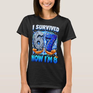 Survived 6 7 8 Funny 8th Birthday Boys Party Kids T-Shirt