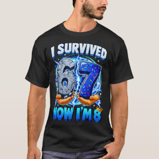 Survived 6 7 8 Funny 8th Birthday Boys Party Kids T-Shirt