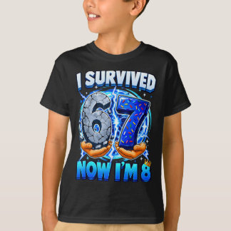 Survived 6 7 8 Funny 8th Birthday Boys Party Kids T-Shirt