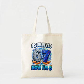 Survived 6 7 8 Funny 8th Birthday Boys Party Kids Tote Bag