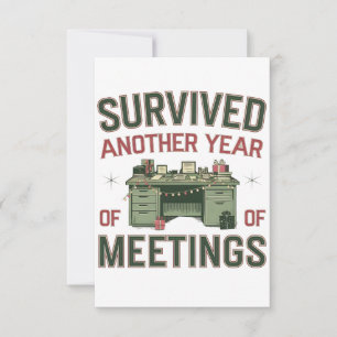 Survived Another Year of Meetings Funny Office Thank You Card