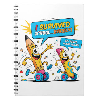 Survived Class Pencil Nap Humor Notebook