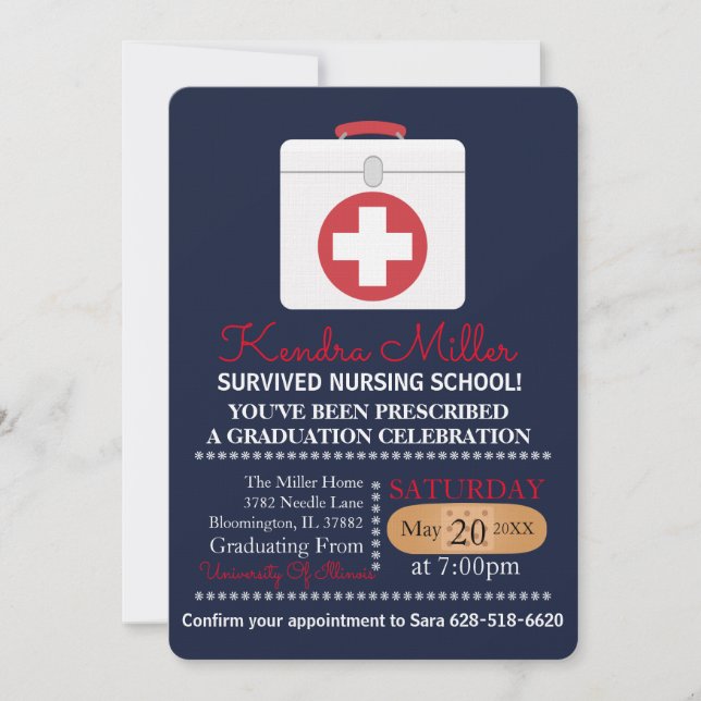 Survived  Nursing School Graduation Invitations (Front)