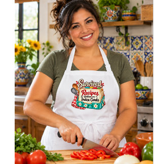 Survived Recipes Written on Index Cards Adult Apron