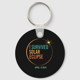 Survived Solar Eclipse April 8 2024 Funny Totality Keychain